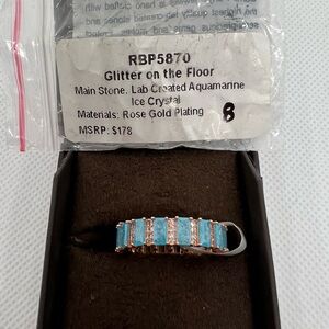 Glitter on the Floor Rose Gold Plated Ring with Aquamarine